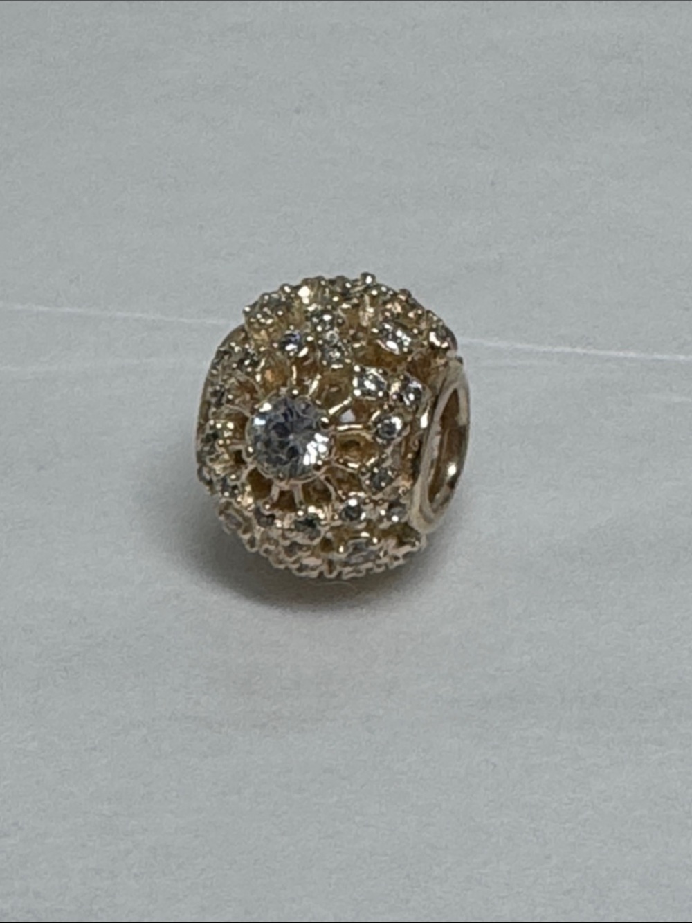 Pandora Rose Gold Pave Crystal Filigree Charm Bead
